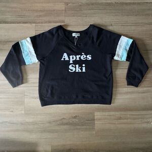 Wildfox Apres Ski Women’s Gidget Beach Jumper Black Size Large V Neck Cozy Comfy